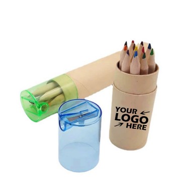 12-piece colored pencil set in tube with sharpener